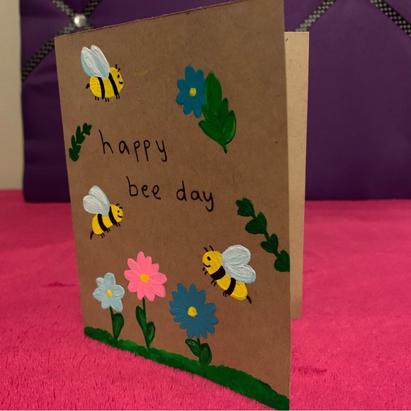 Hand-Painted Original Happy Birthday Greeting Card (Blank Inside) - Picture 2 of 2
